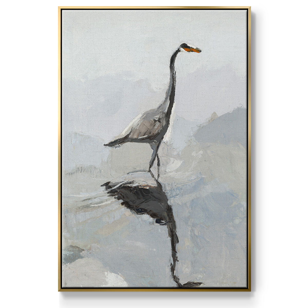 Heron - Floater Framed Canvas Print