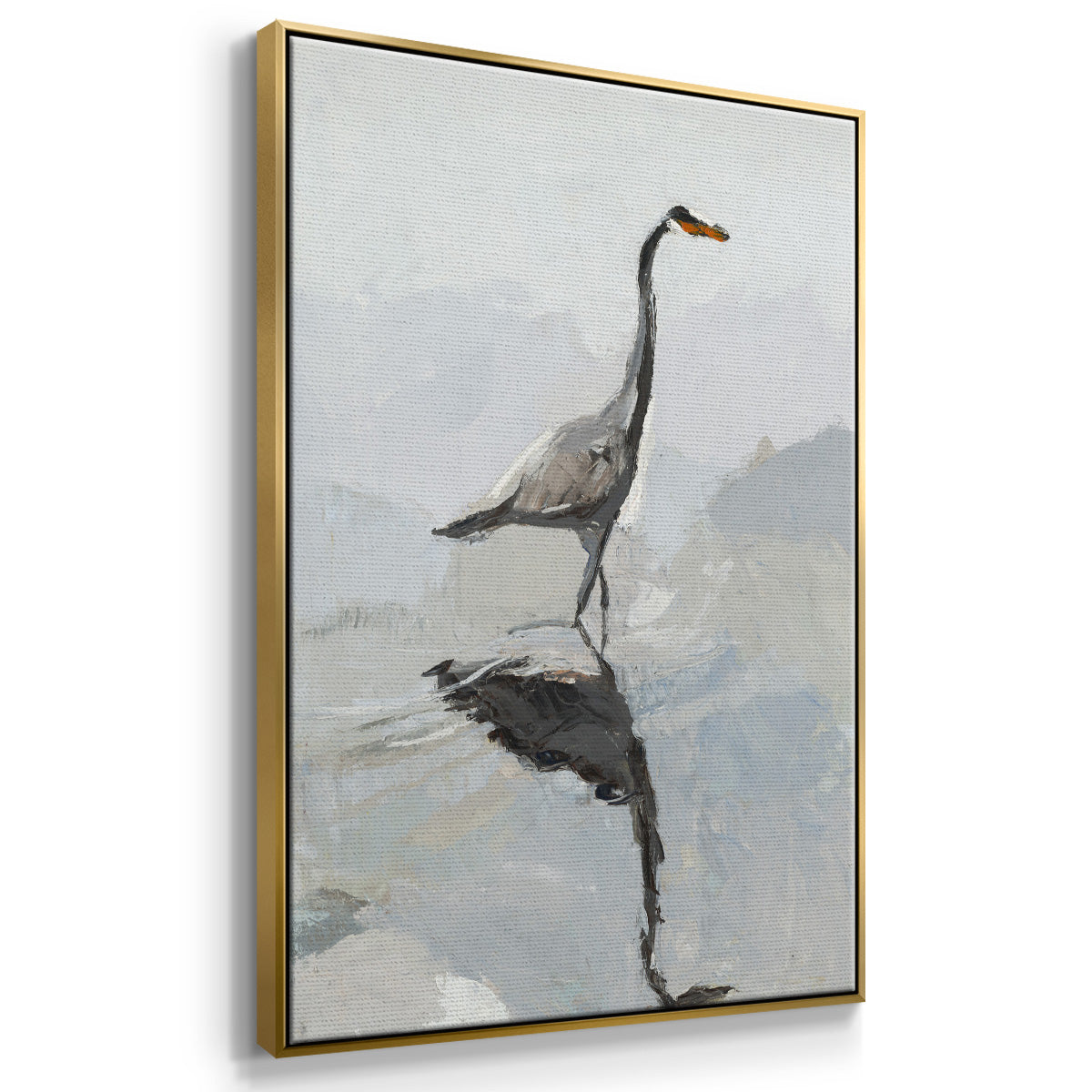 Heron - Floater Framed Canvas Print