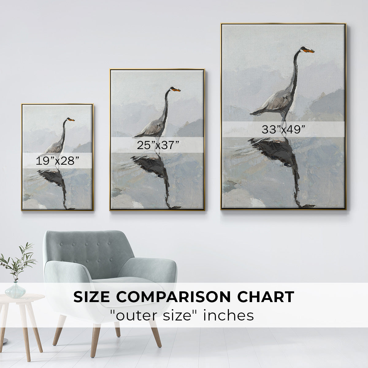 Heron - Floater Framed Canvas Print