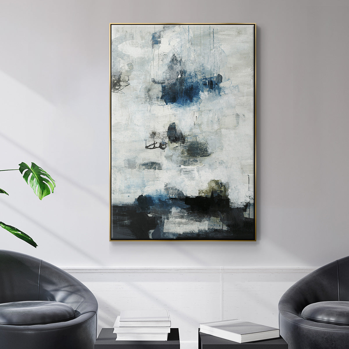 Black & Blue - Floater Framed Canvas Print