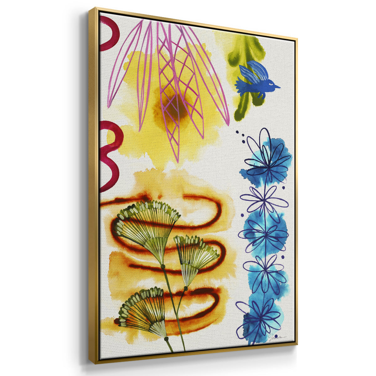 Flower Power I - Floater Framed Canvas Print