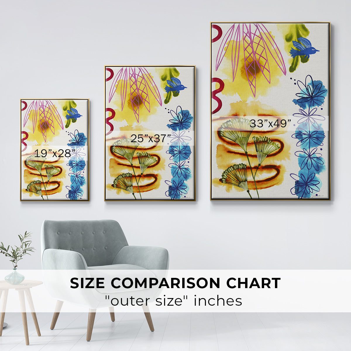 Flower Power I - Floater Framed Canvas Print