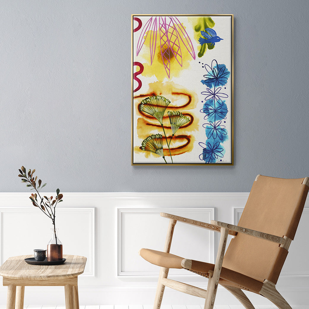 Flower Power I - Floater Framed Canvas Print