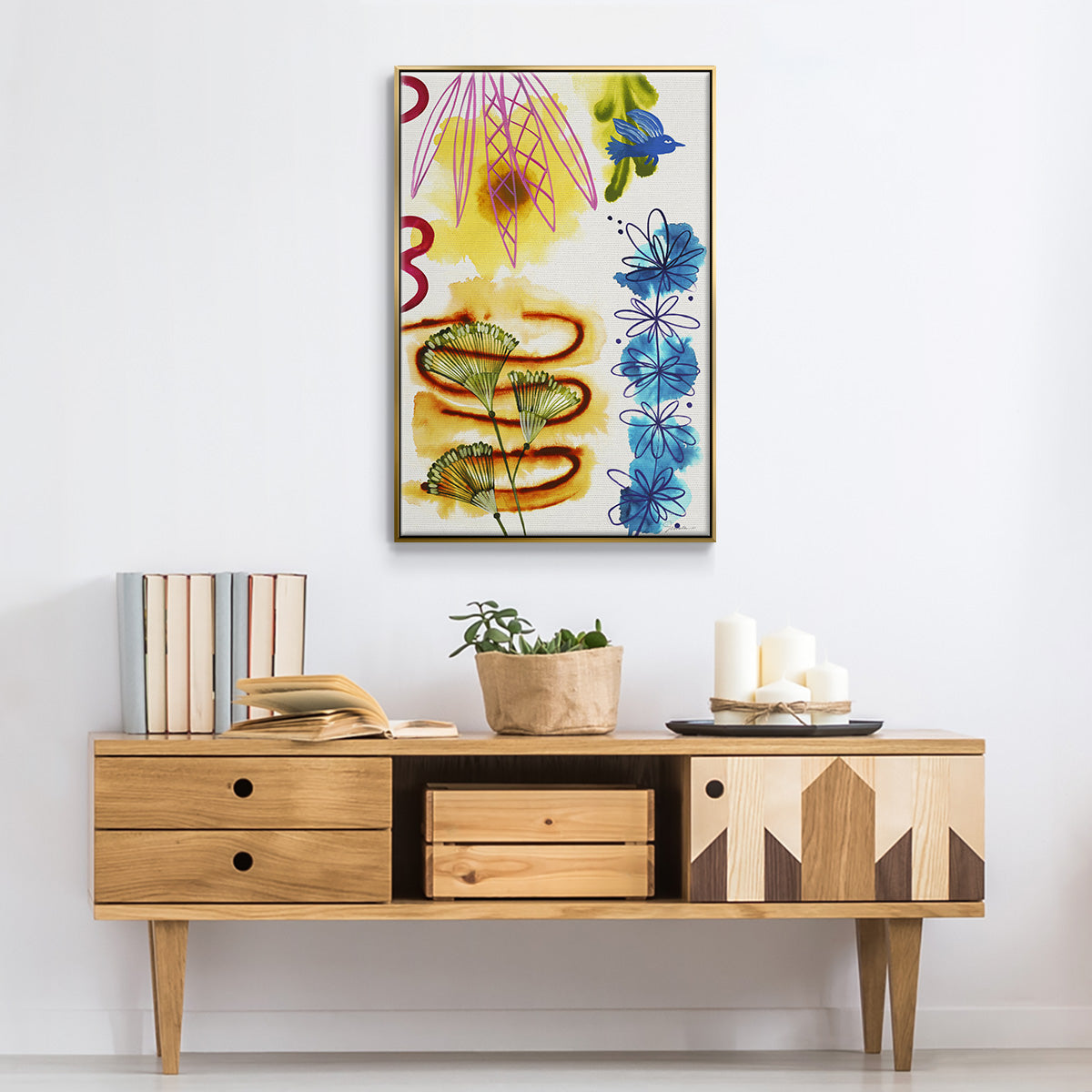 Flower Power I - Floater Framed Canvas Print