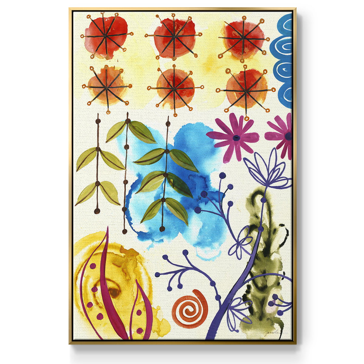 Flower Power II - Floater Framed Canvas Print