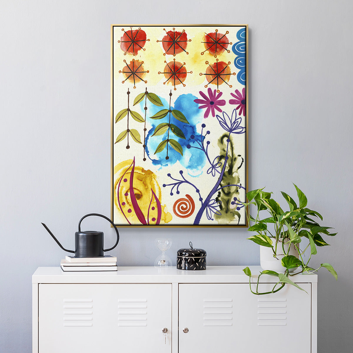 Flower Power II - Floater Framed Canvas Print