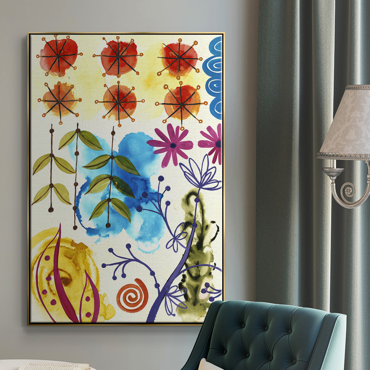 Flower Power II - Floater Framed Canvas Print