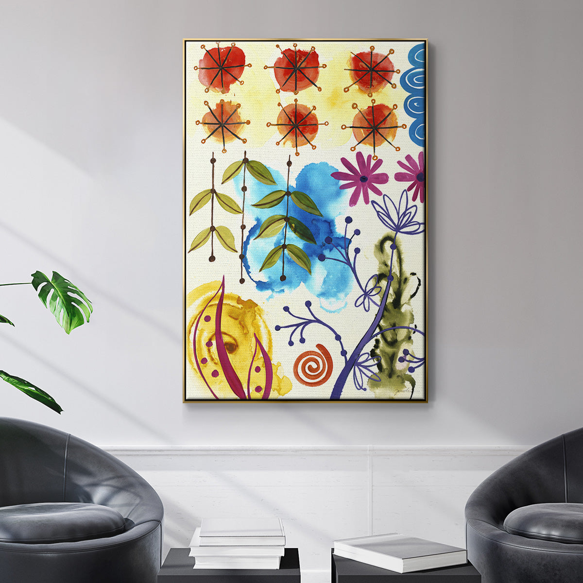 Flower Power II - Floater Framed Canvas Print