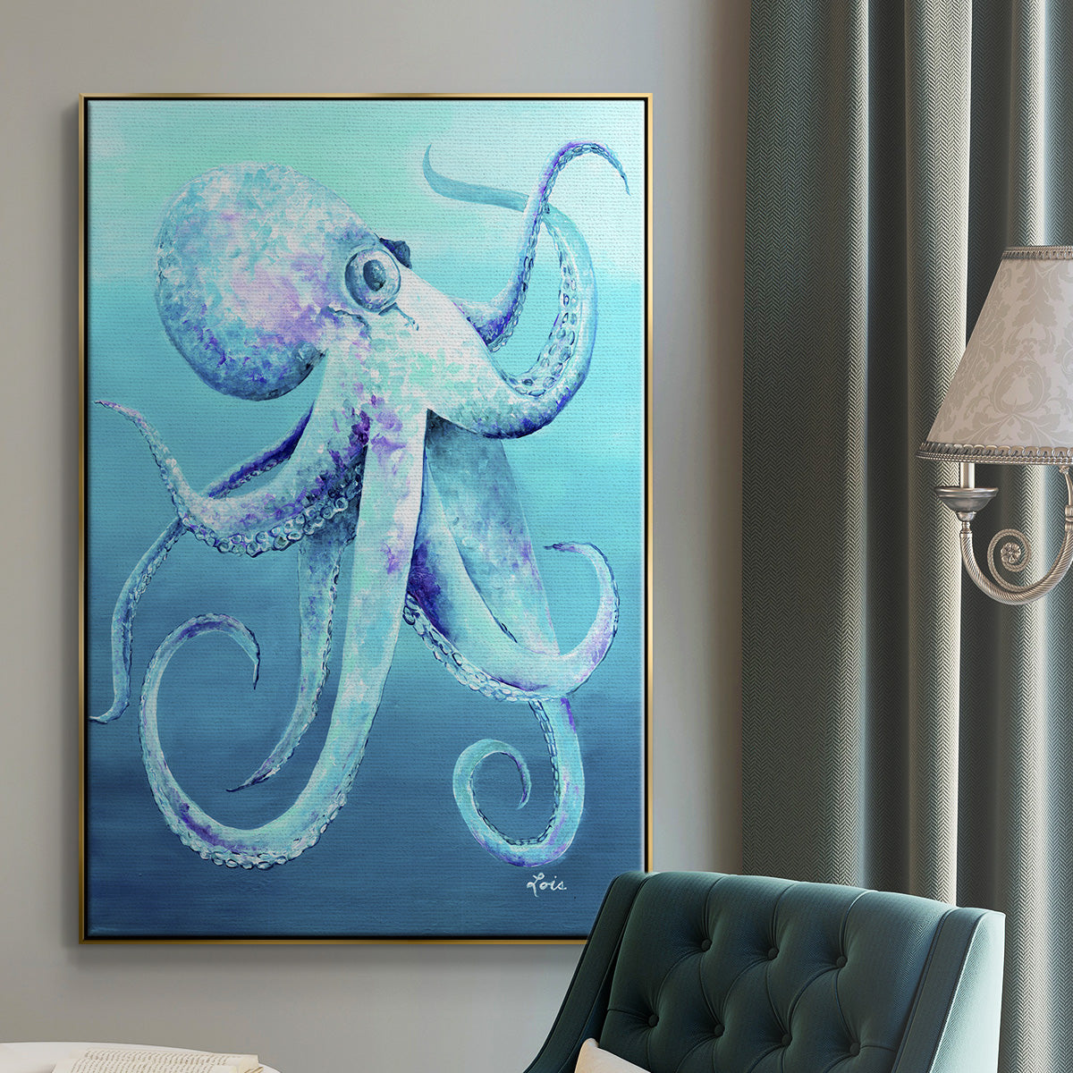 Octopus - Floater Framed Canvas Print