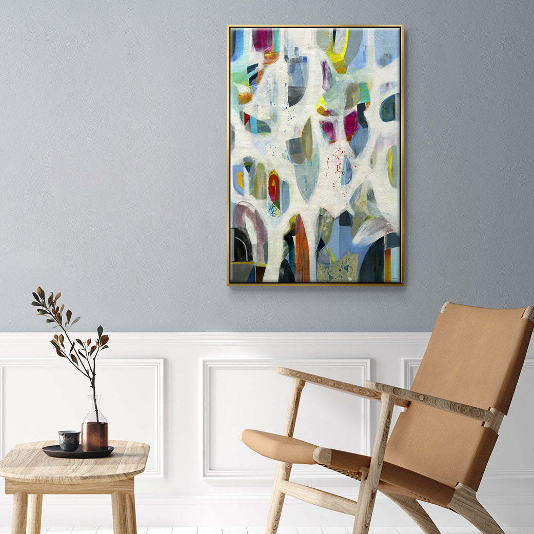 Interaction - Floater Framed Canvas Print