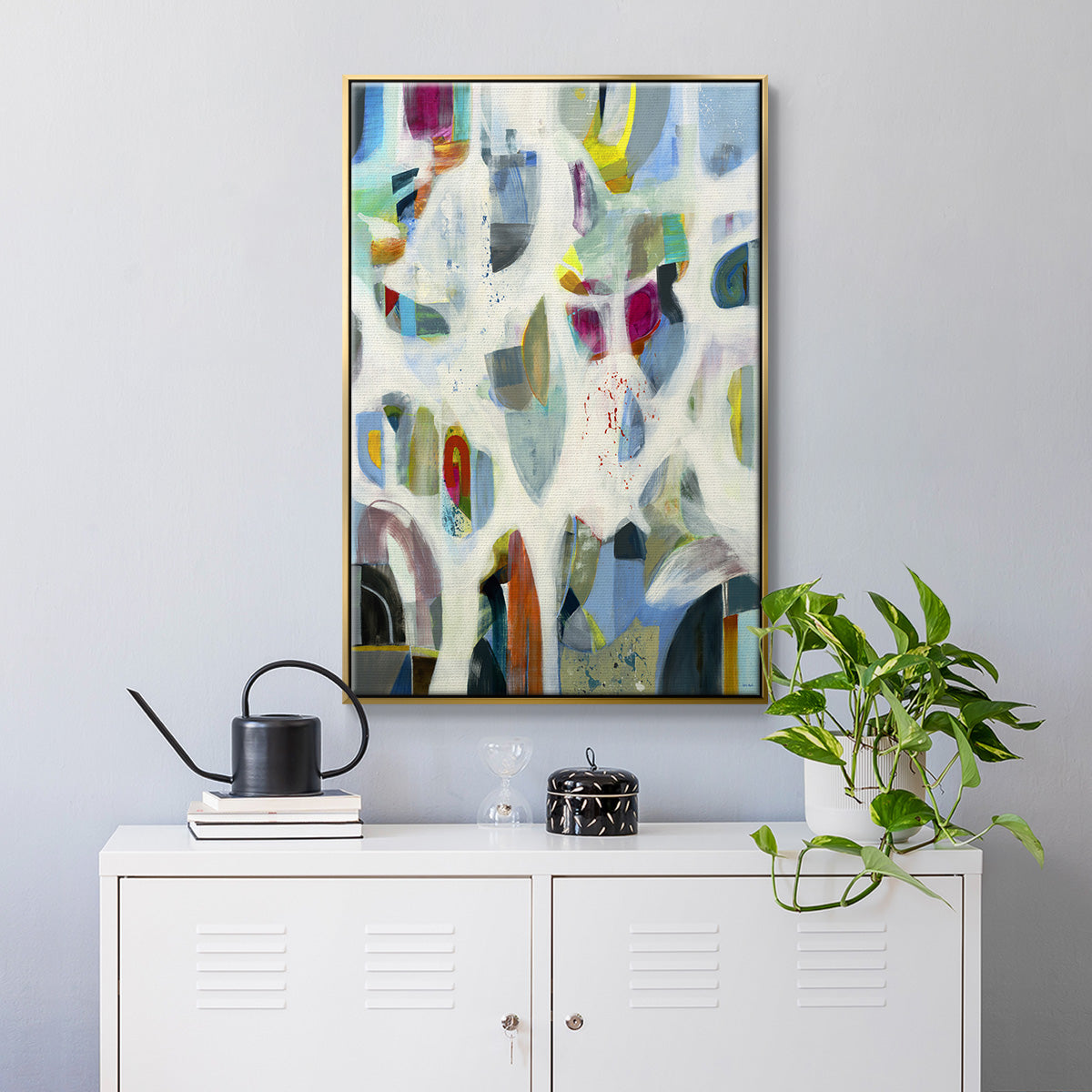 Interaction - Floater Framed Canvas Print