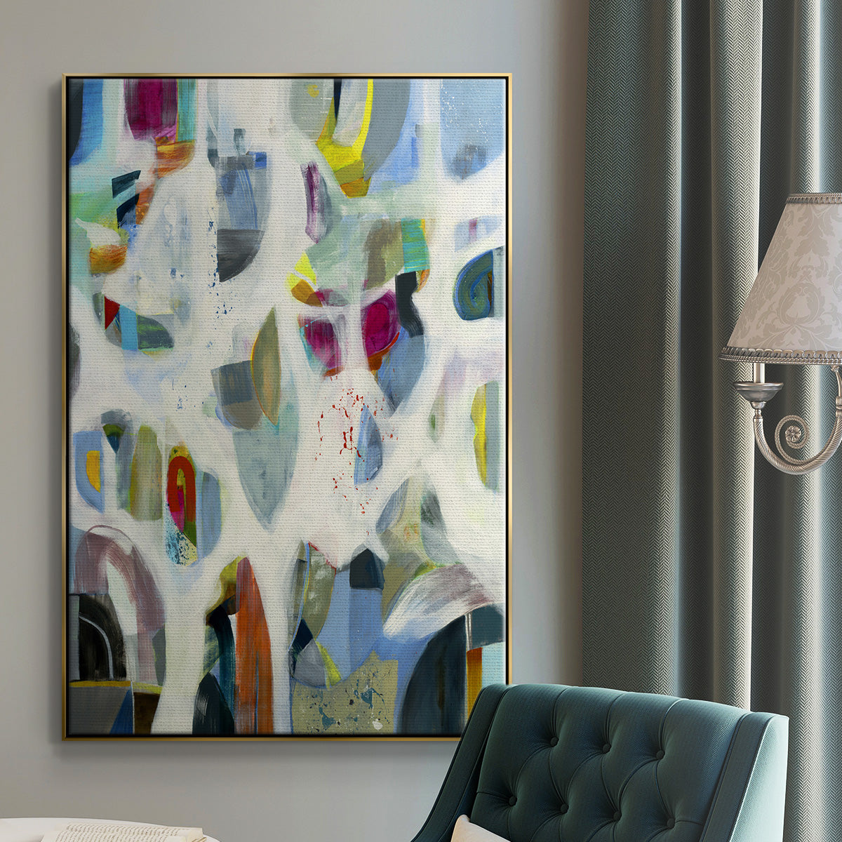 Interaction - Floater Framed Canvas Print