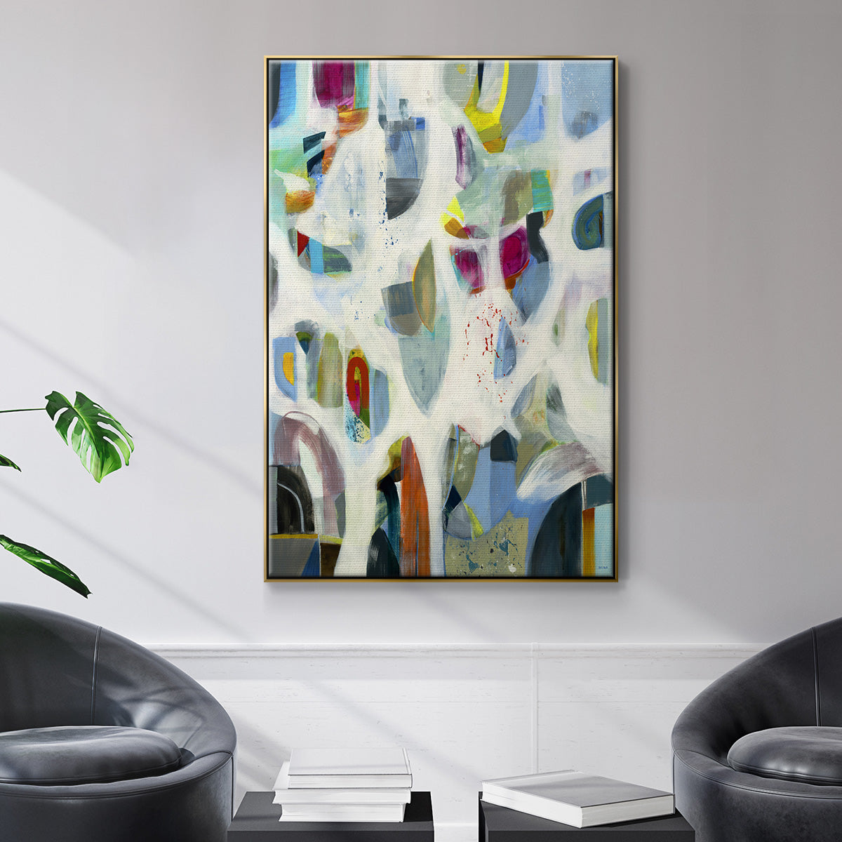 Interaction - Floater Framed Canvas Print