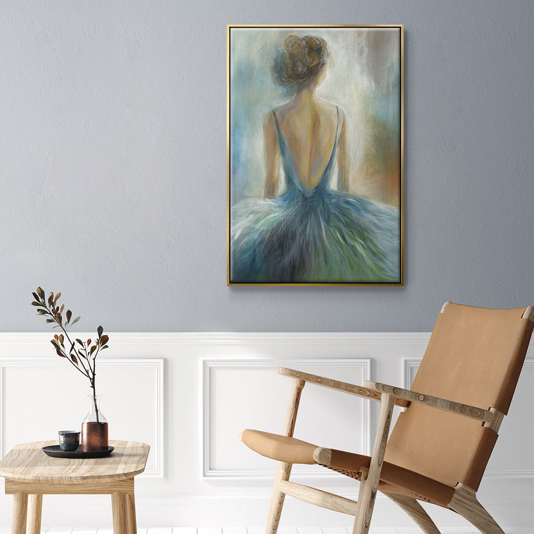 Lady in Blue - Floater Framed Canvas Print