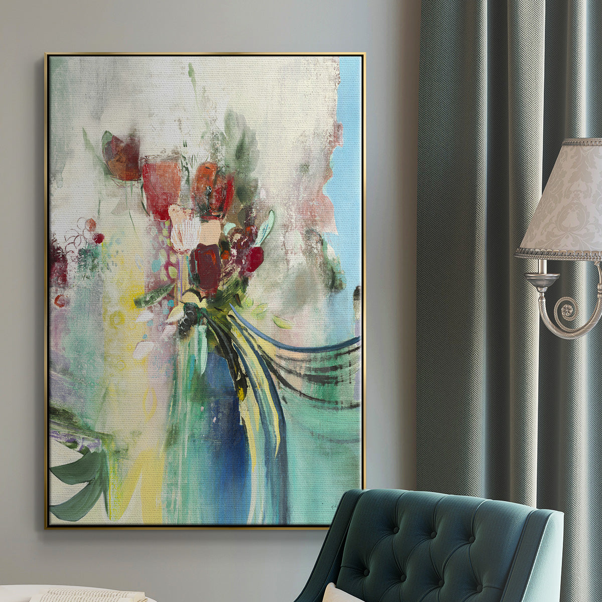 Celebration I - Floater Framed Canvas Print