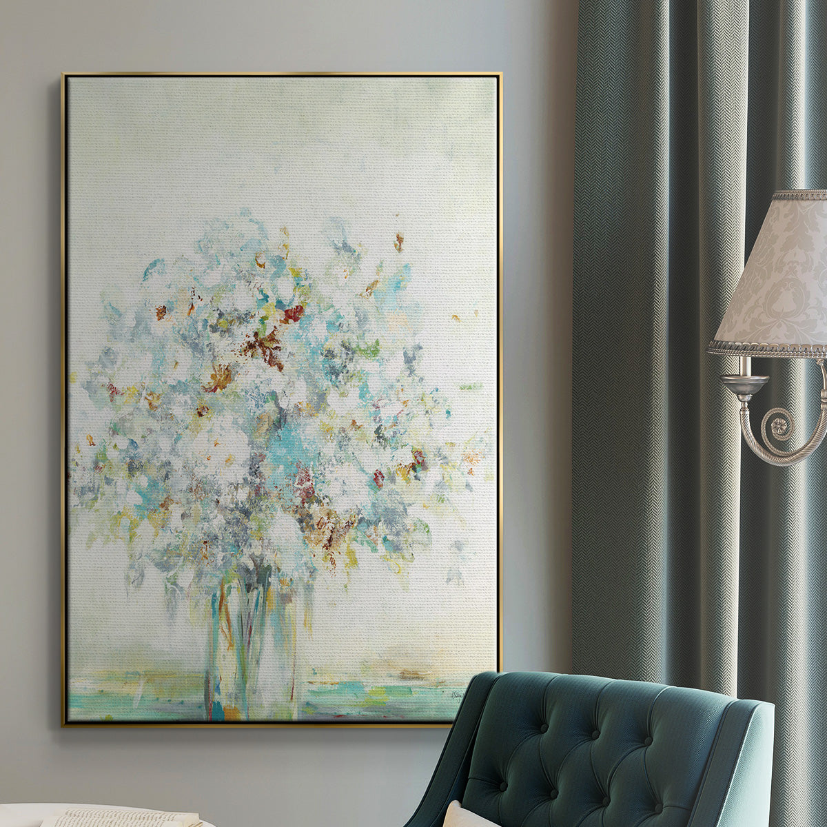 Textured Bouquet - Floater Framed Canvas Print