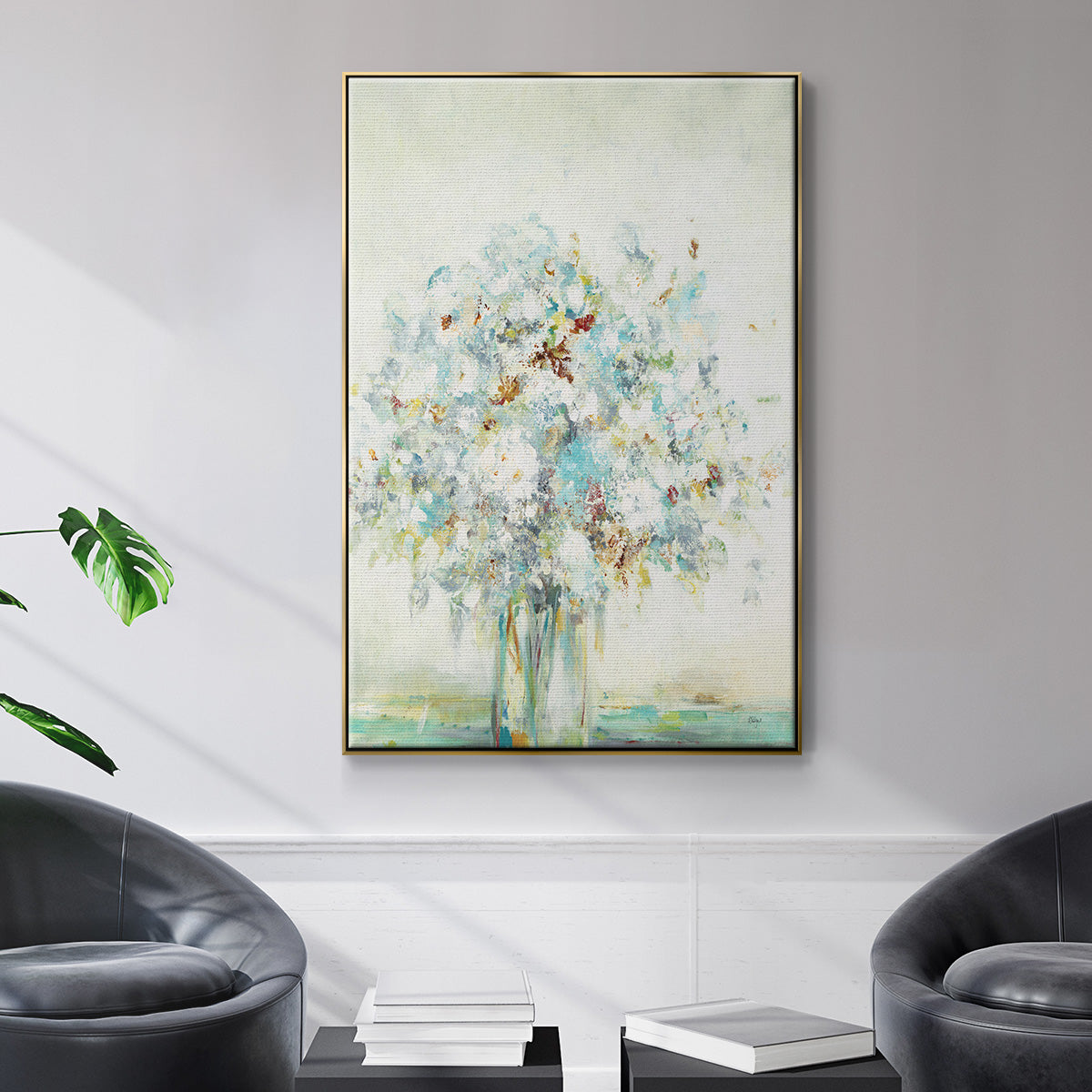 Textured Bouquet - Floater Framed Canvas Print