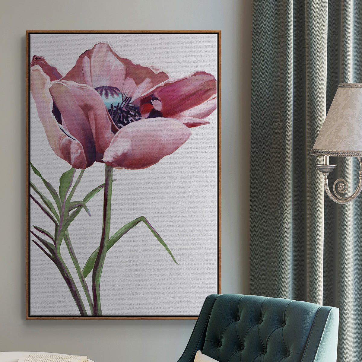 Paris Poppy - Floater Framed Canvas Print