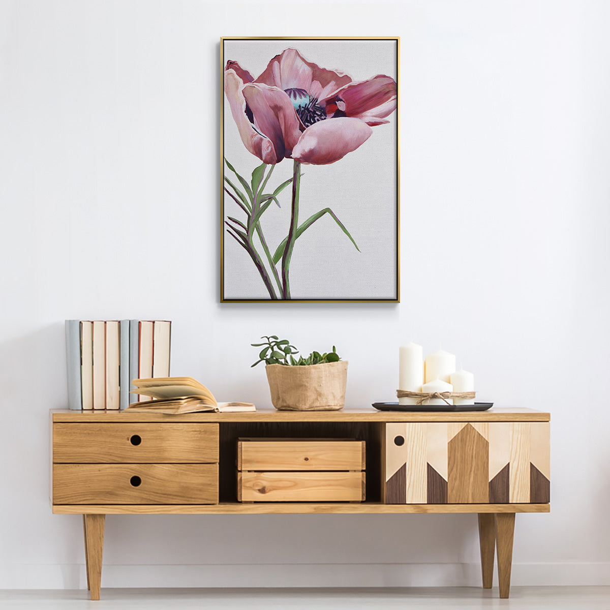 Paris Poppy - Floater Framed Canvas Print