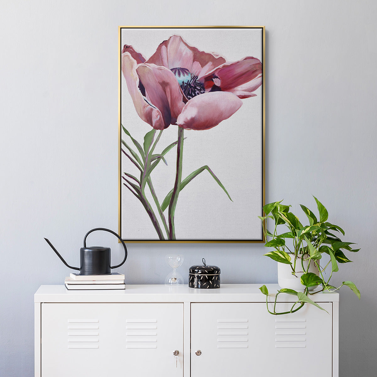 Paris Poppy - Floater Framed Canvas Print