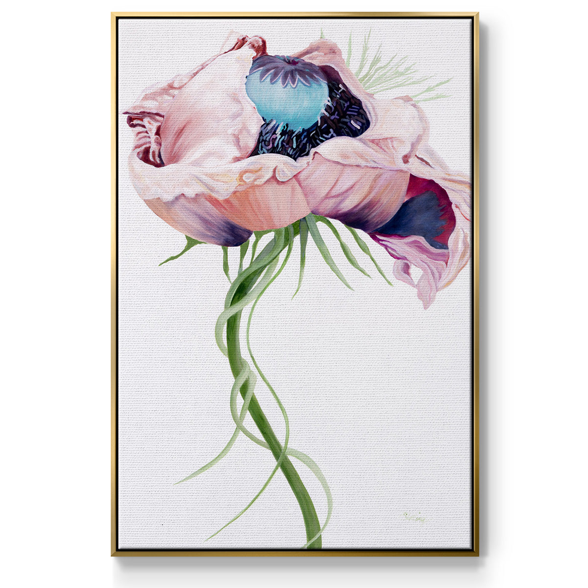 Paris Poppy II - Floater Framed Canvas Print