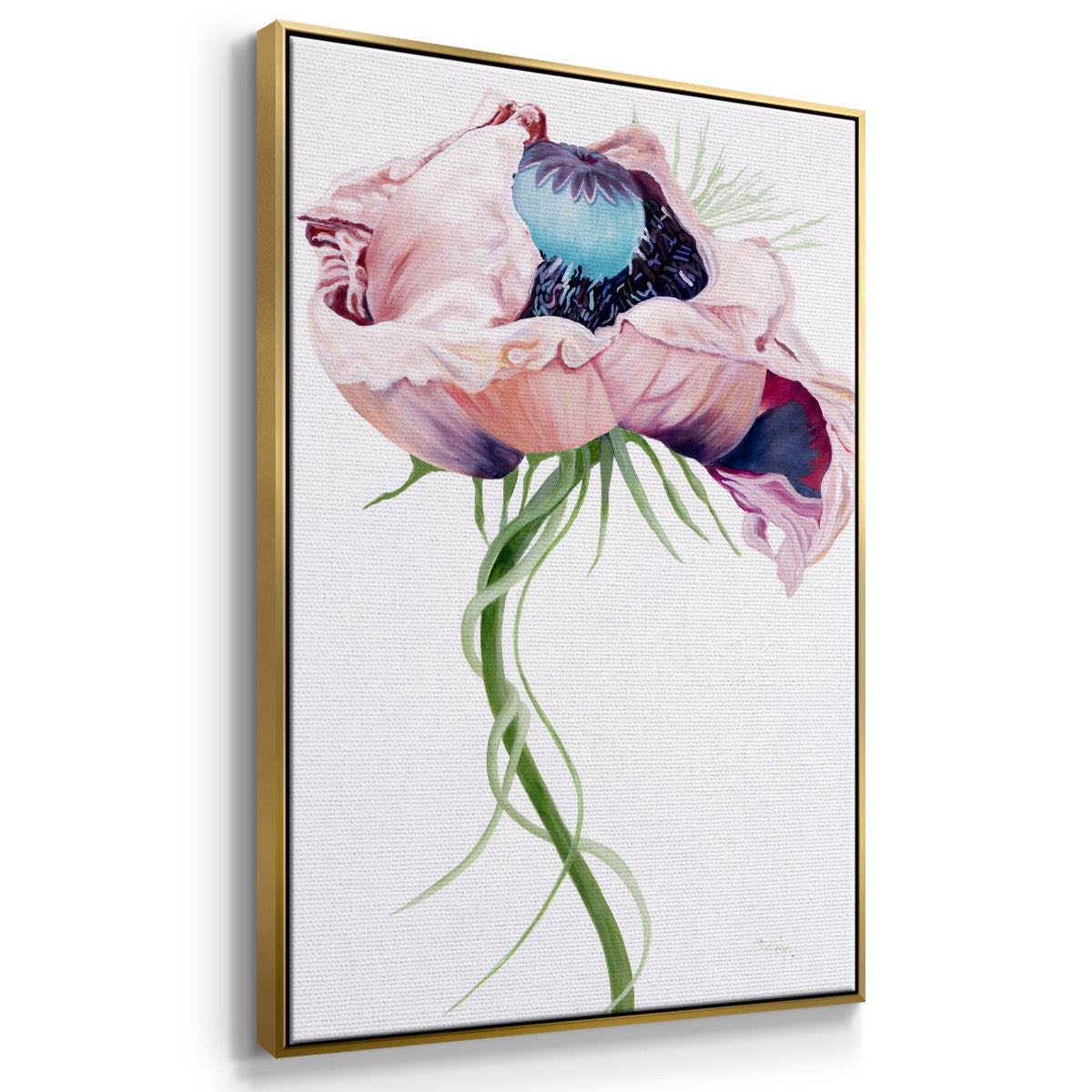 Paris Poppy II - Floater Framed Canvas Print