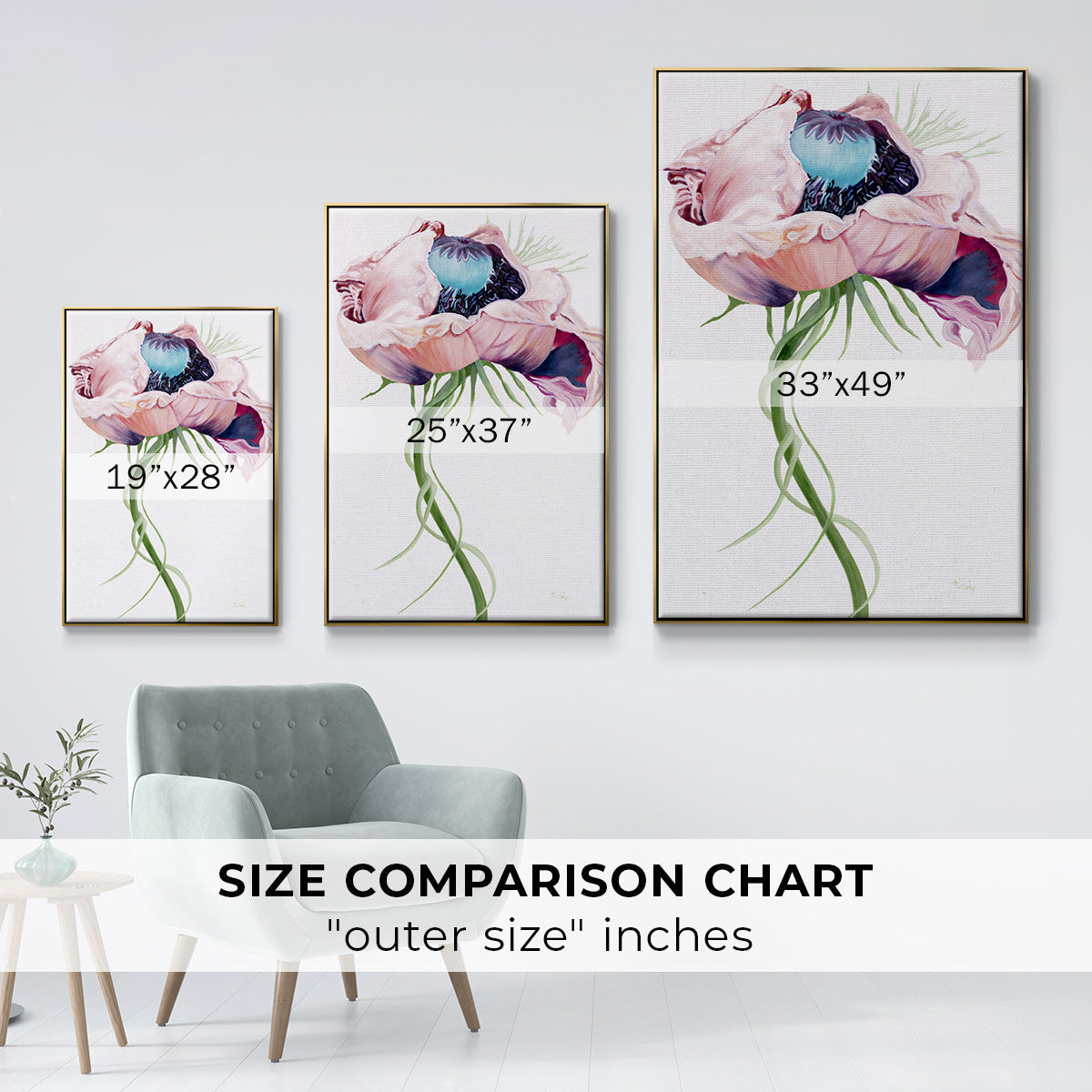 Paris Poppy II - Floater Framed Canvas Print