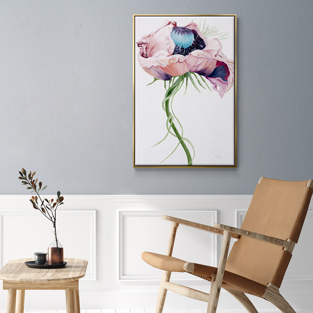 Paris Poppy II - Floater Framed Canvas Print