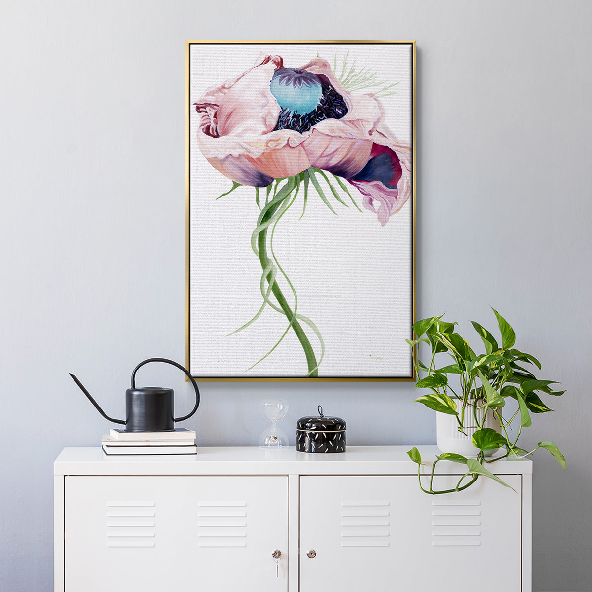 Paris Poppy II - Floater Framed Canvas Print