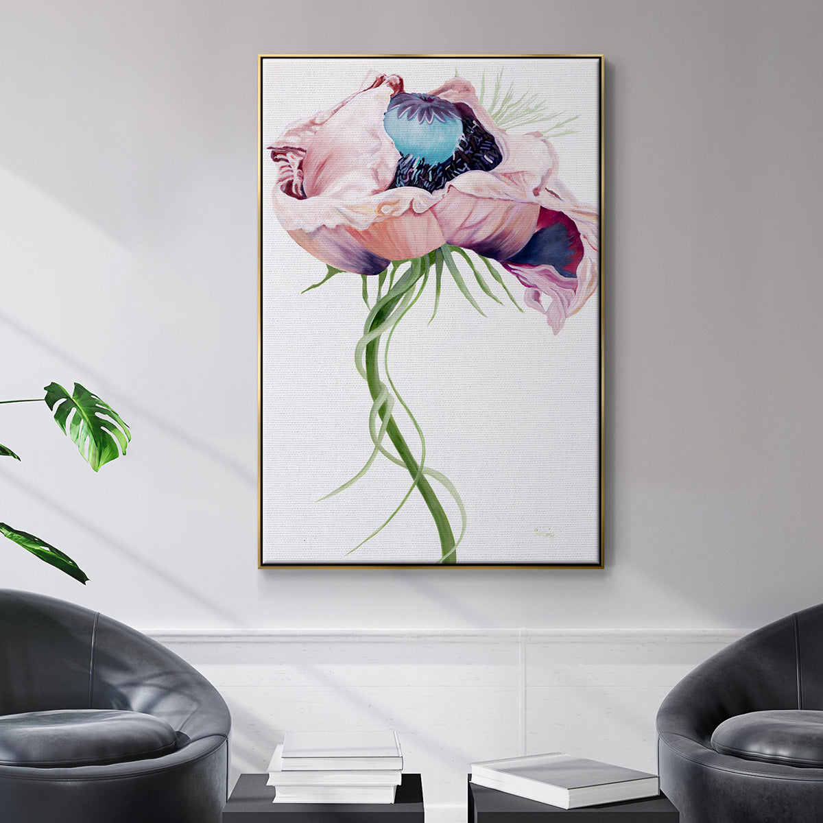 Paris Poppy II - Floater Framed Canvas Print