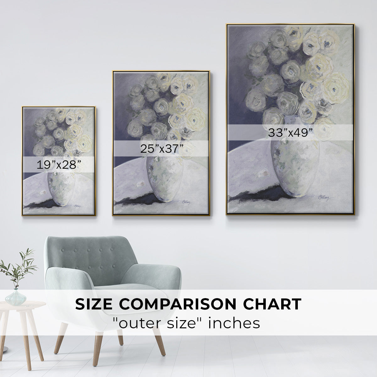 Green Vase with Yellow Flowers - Floater Framed Canvas Print