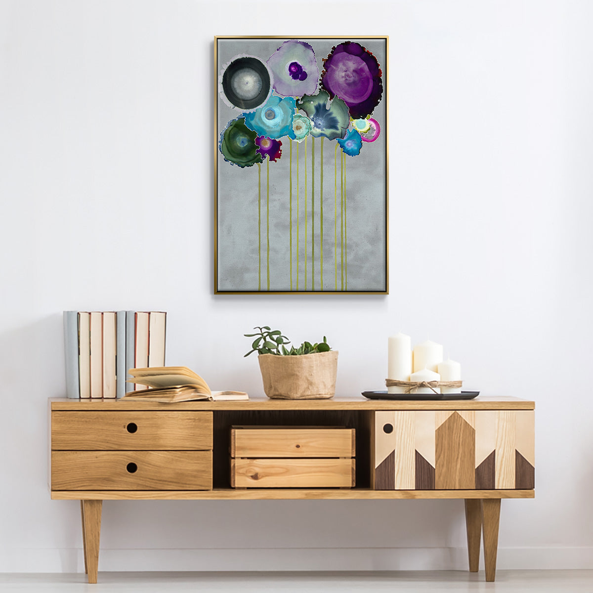 Silver Bouquet - Floater Framed Canvas Print