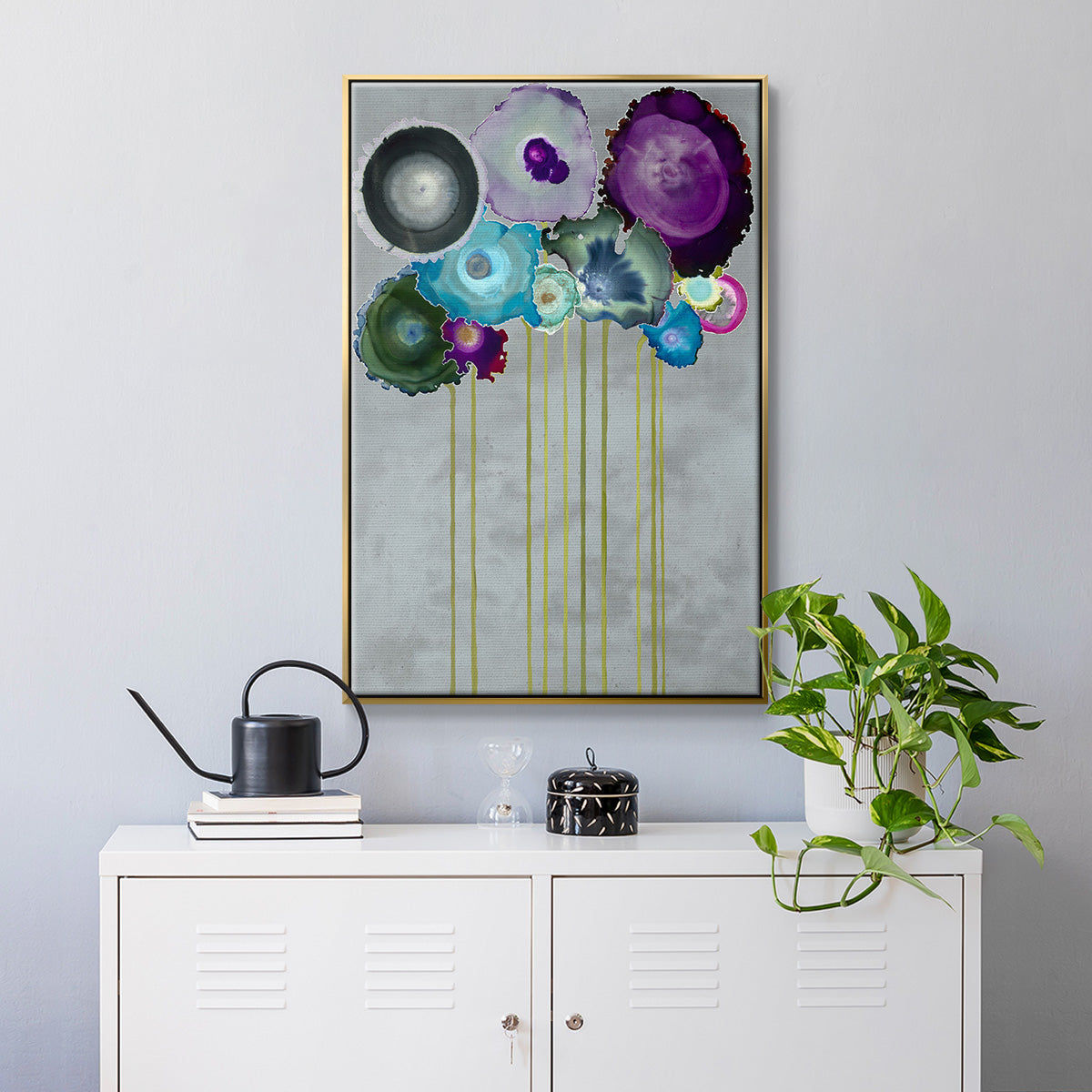 Silver Bouquet - Floater Framed Canvas Print