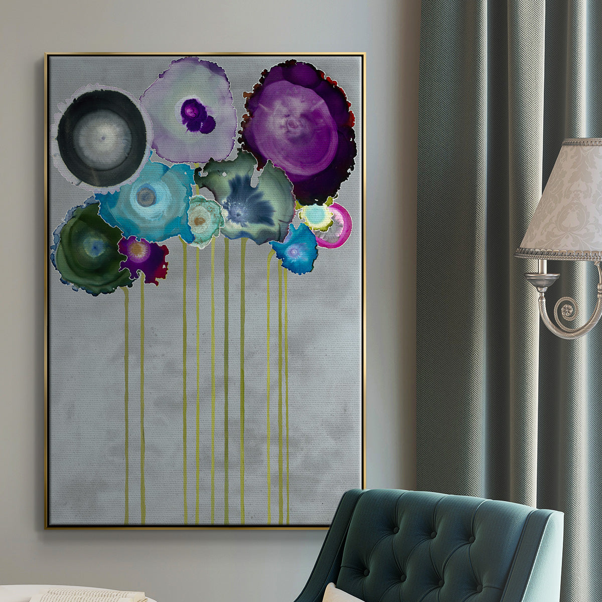 Silver Bouquet - Floater Framed Canvas Print