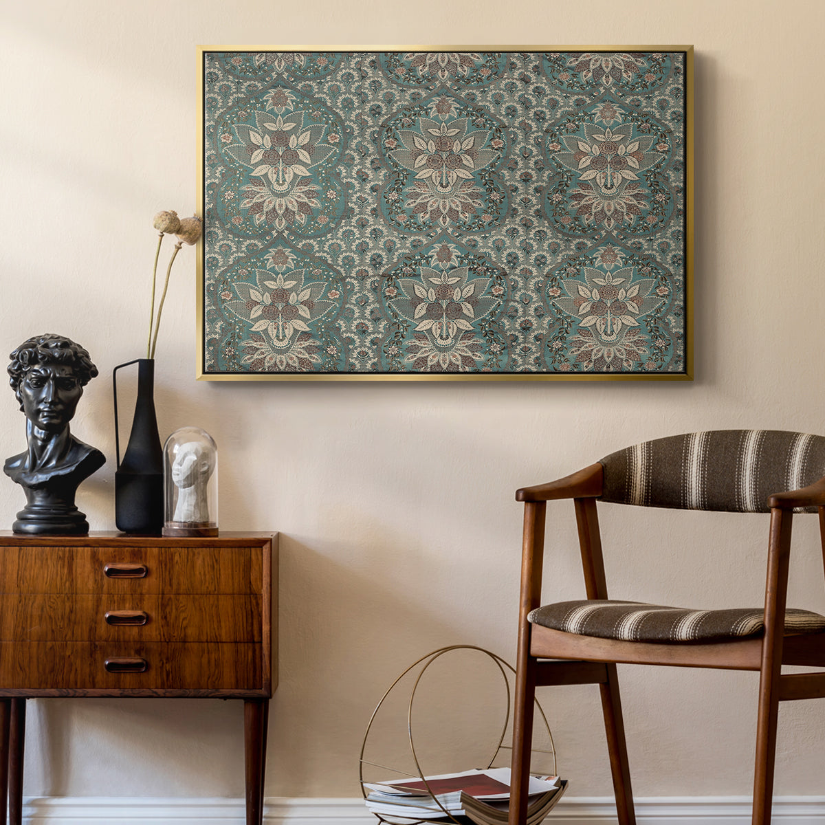 Vintage Abstract Print X - Floater Framed Canvas Print