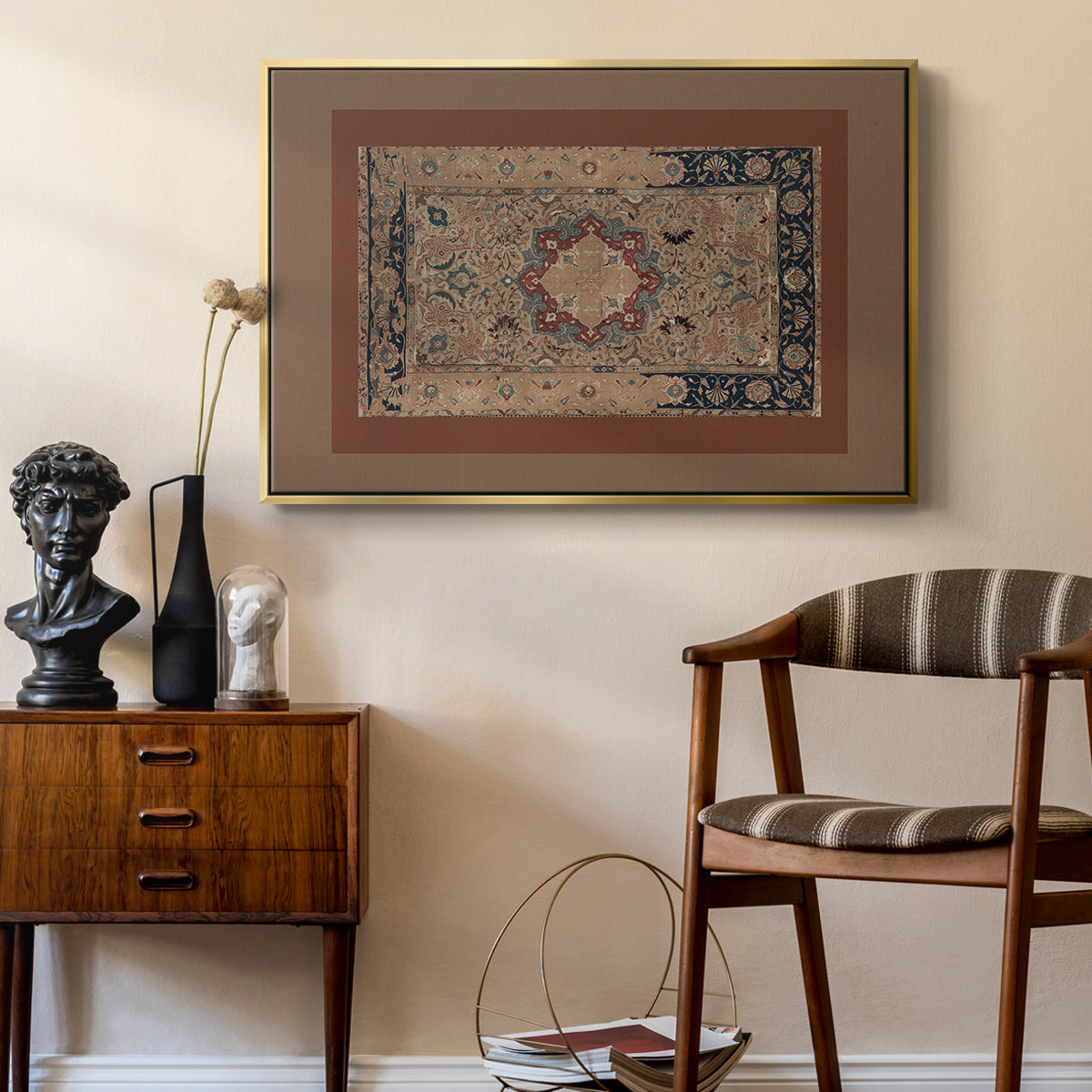 Vintage Abstract Print XII - Floater Framed Canvas Print