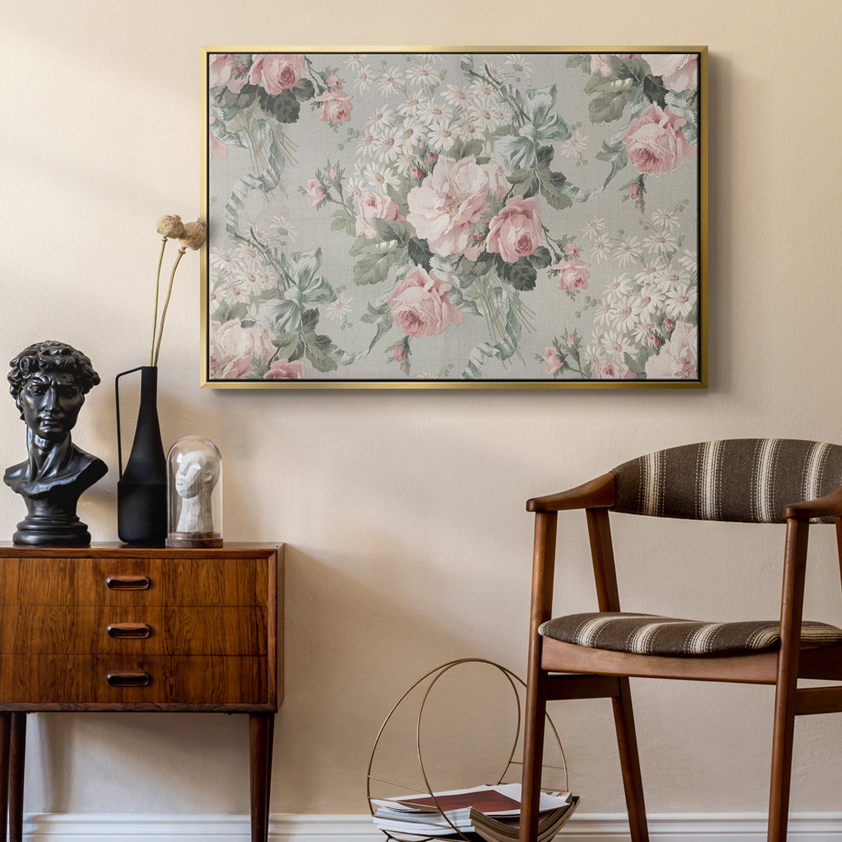 Vintage Abstract Print XIV - Floater Framed Canvas Print