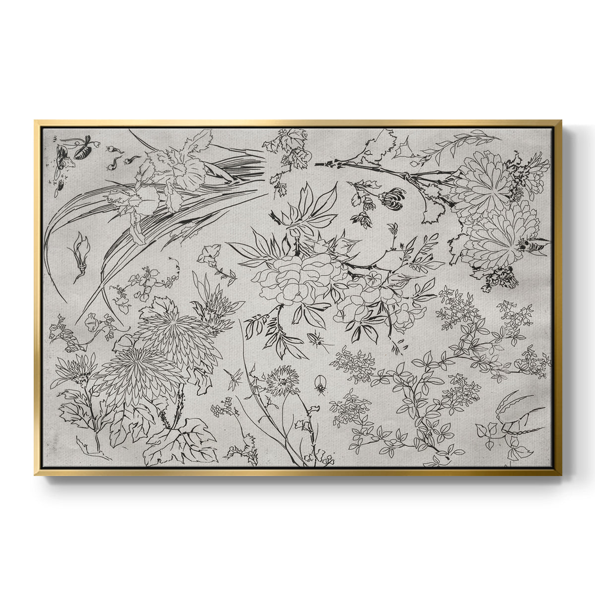 Vintage Abstract Print XVI - Floater Framed Canvas Print