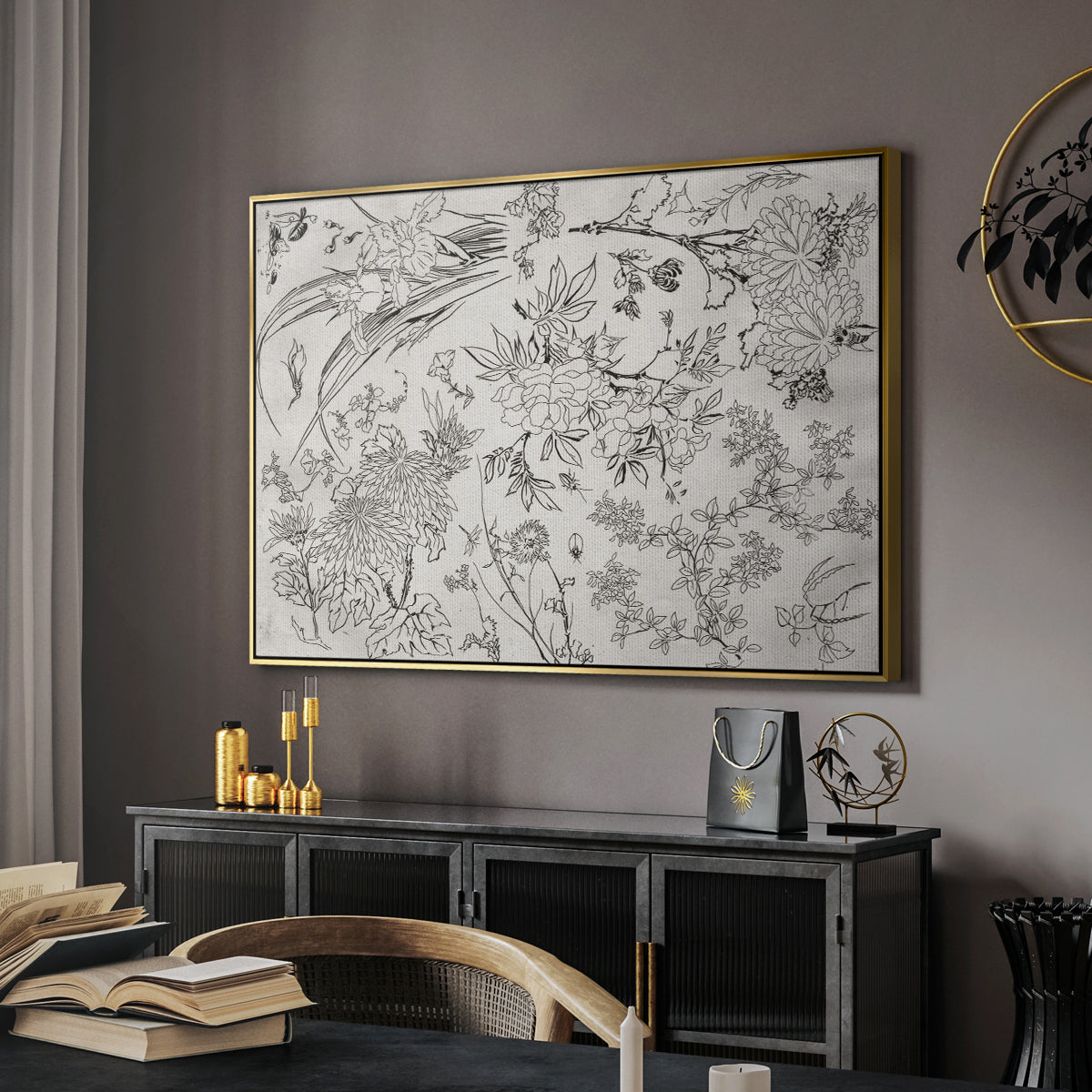 Vintage Abstract Print XVI - Floater Framed Canvas Print