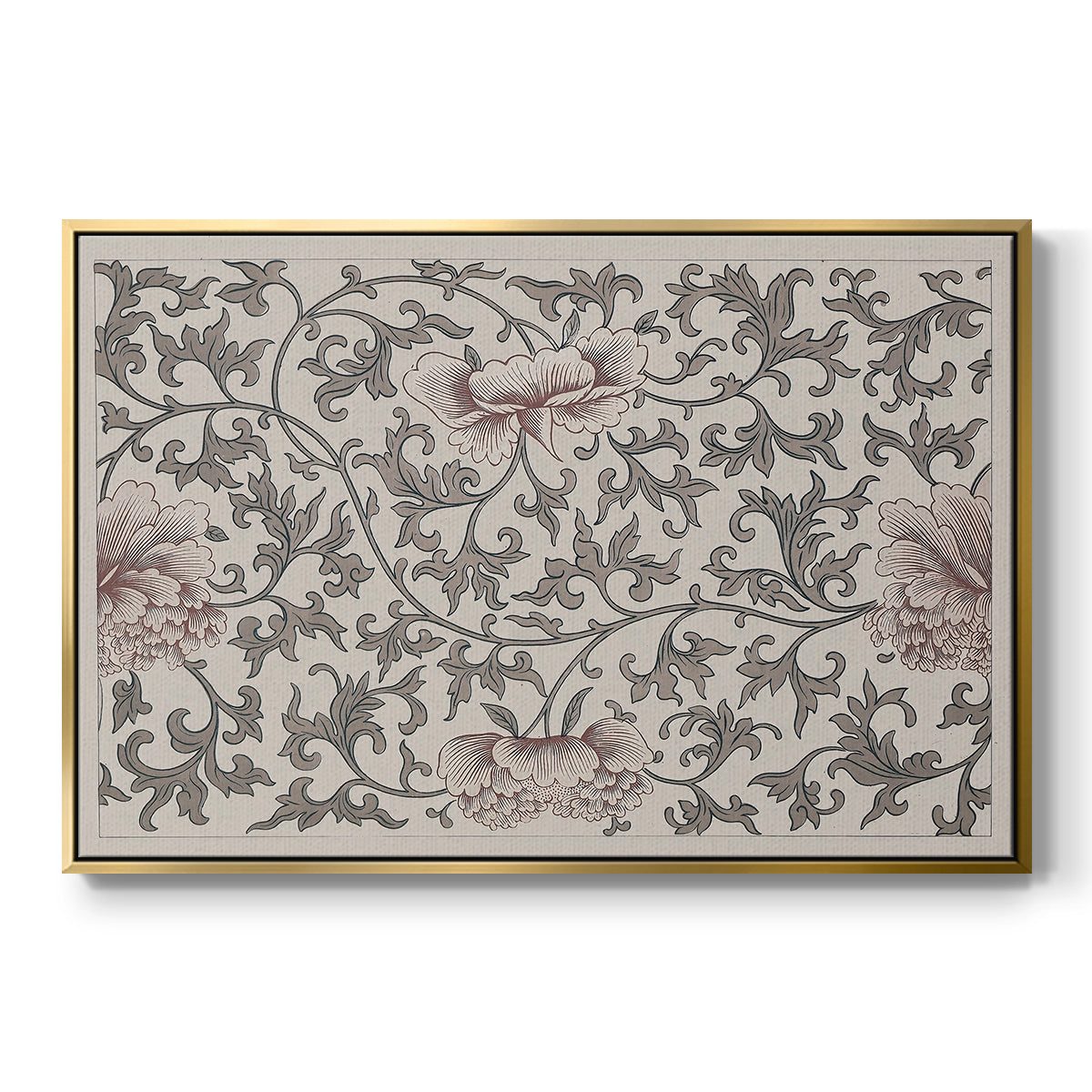 Vintage Abstract Print XVII - Floater Framed Canvas Print