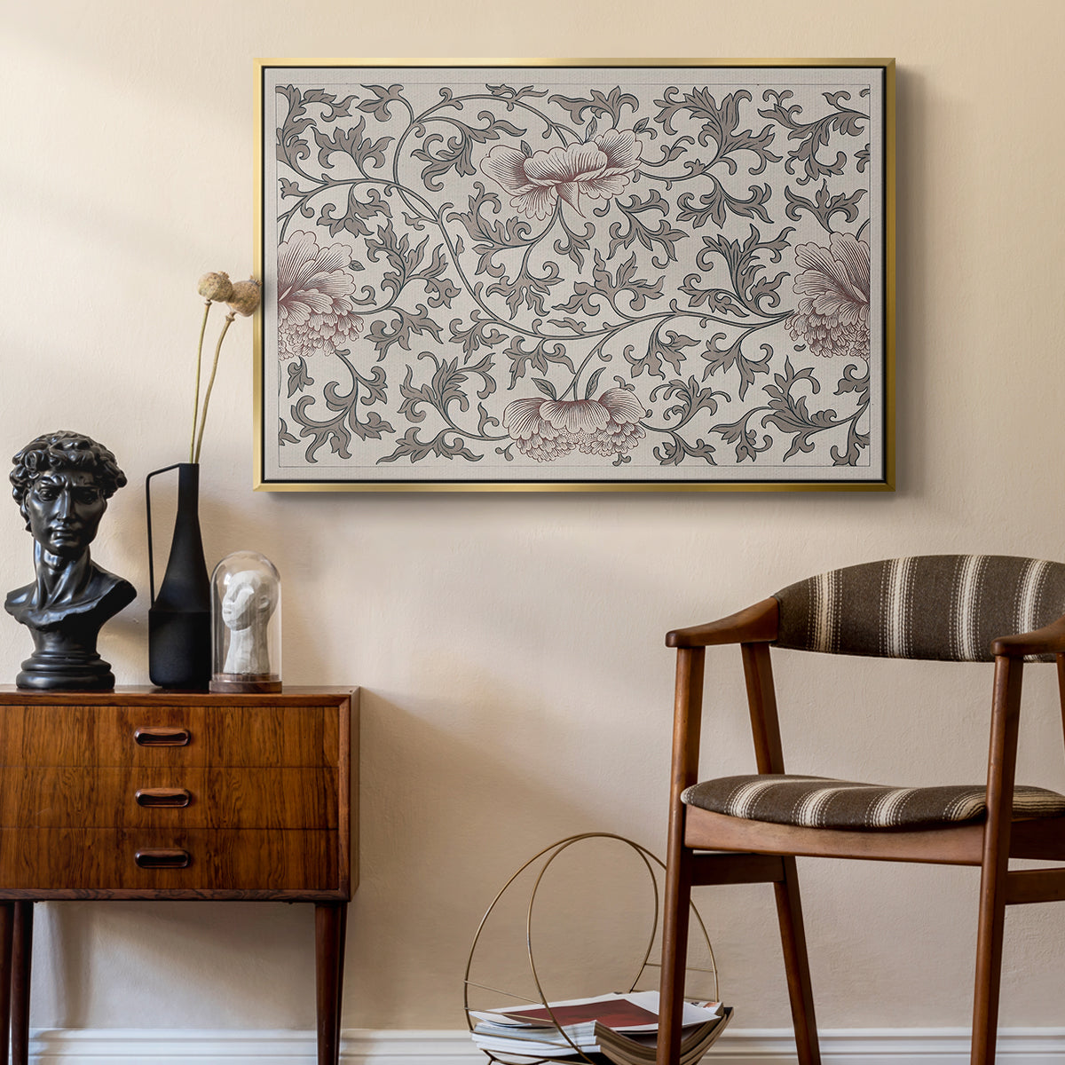 Vintage Abstract Print XVII - Floater Framed Canvas Print