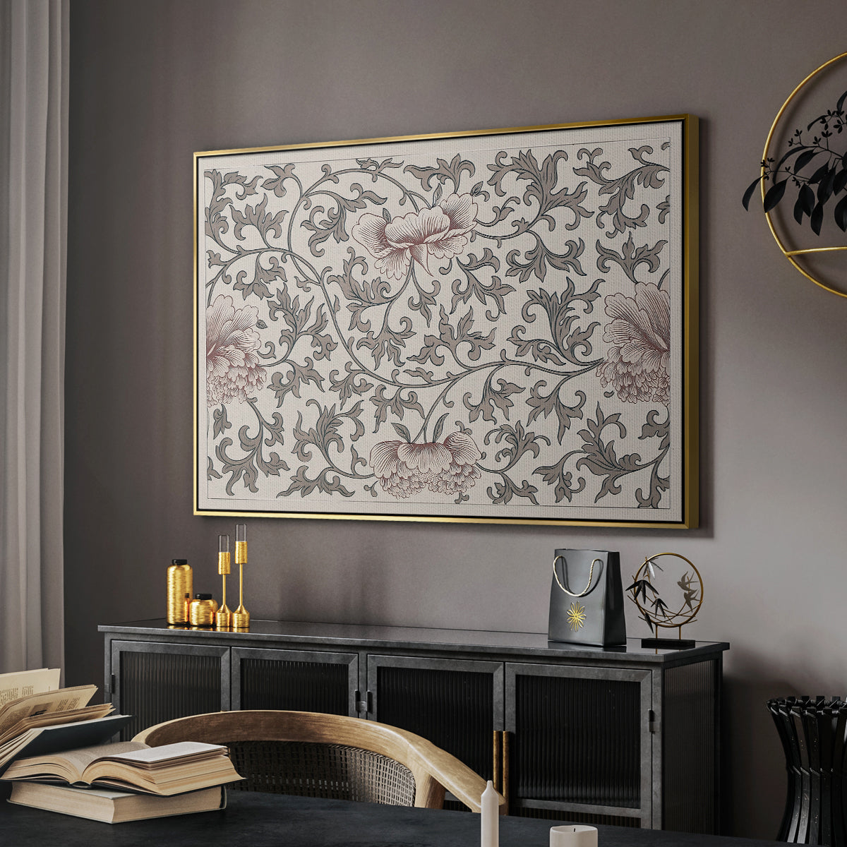 Vintage Abstract Print XVII - Floater Framed Canvas Print