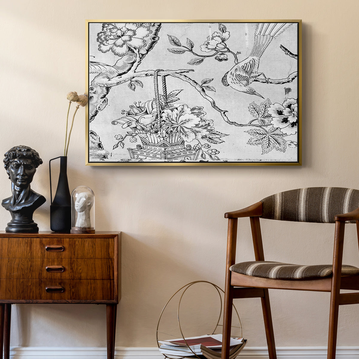 Vintage Abstract Print XIX - Floater Framed Canvas Print
