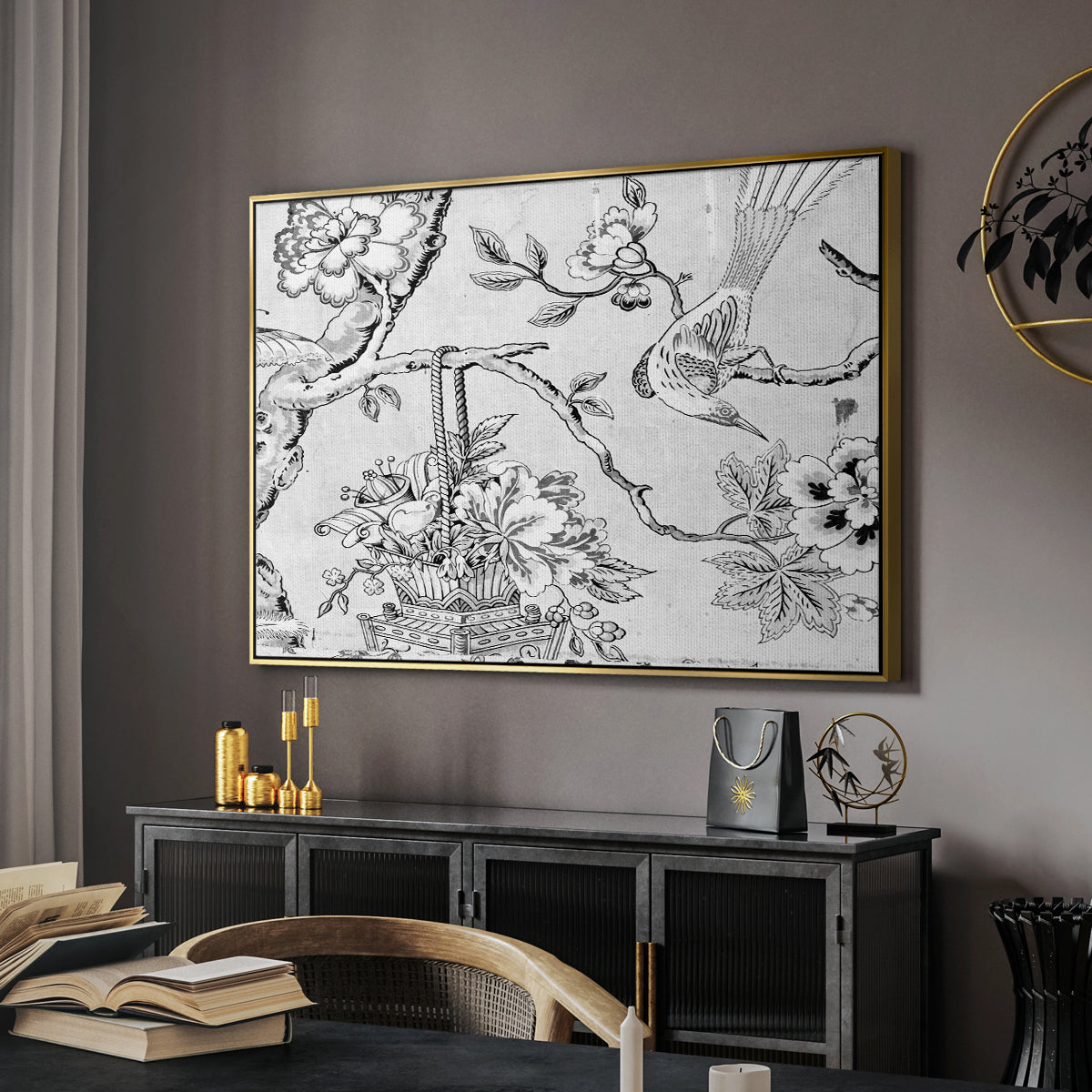 Vintage Abstract Print XIX - Floater Framed Canvas Print