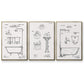 Vintage Bath I - Floater Framed Canvas Set