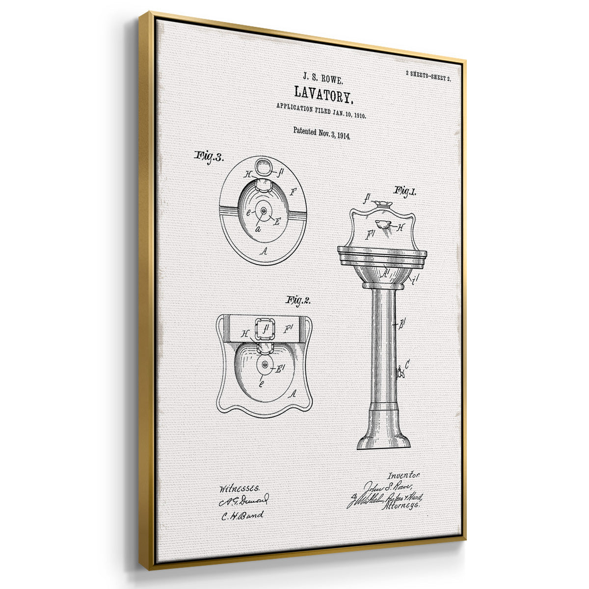 Vintage Bath I - Floater Framed Canvas Set