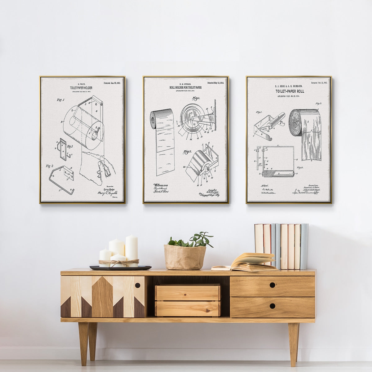 Toilet Paper Patent I - Floater Framed Canvas Set