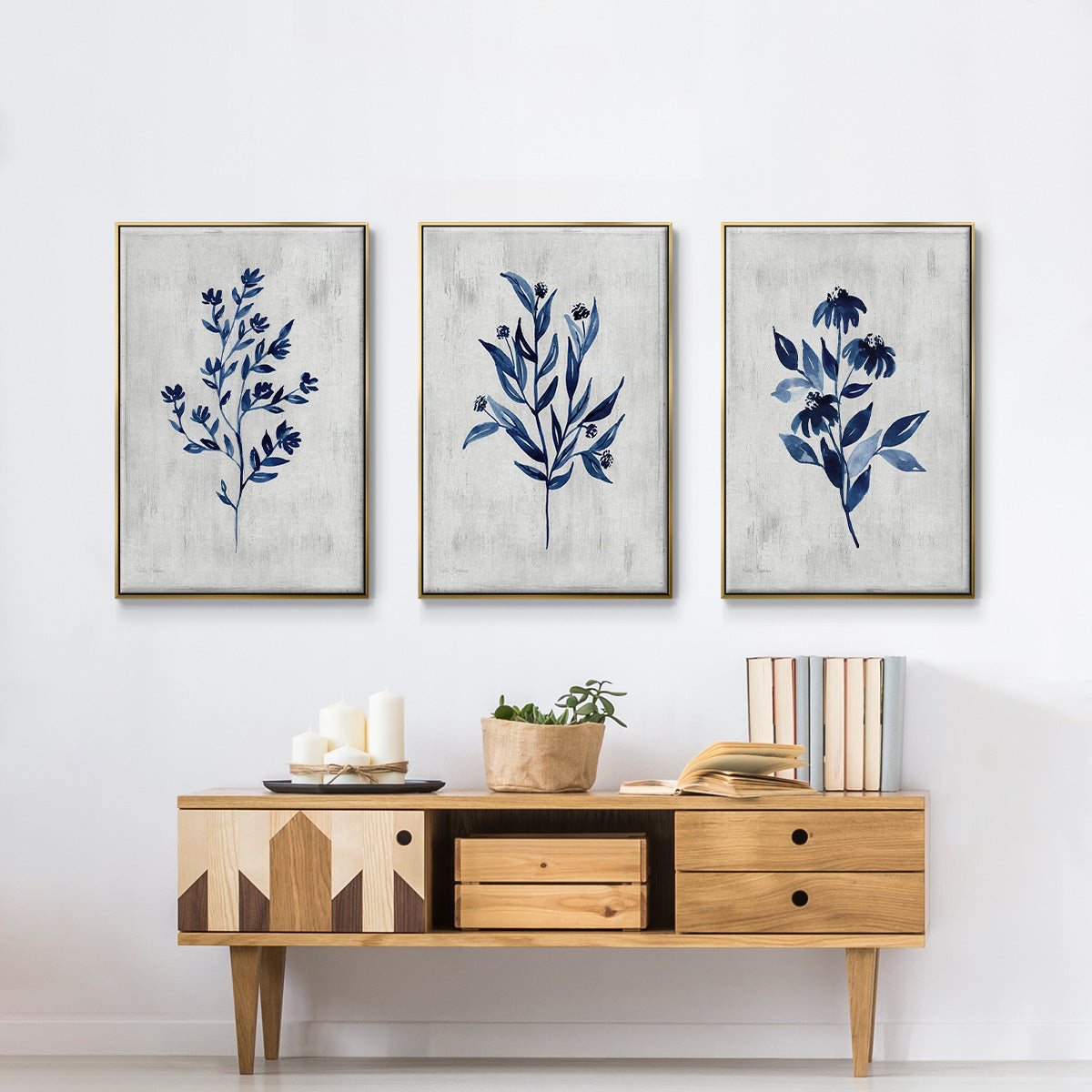 Wild Indigo I - Floater Framed Canvas Set