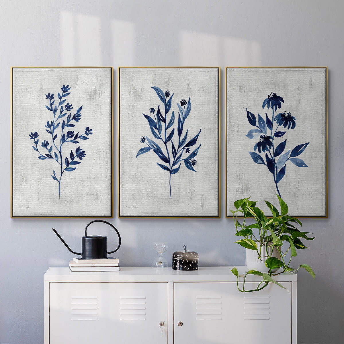 Wild Indigo I - Floater Framed Canvas Set