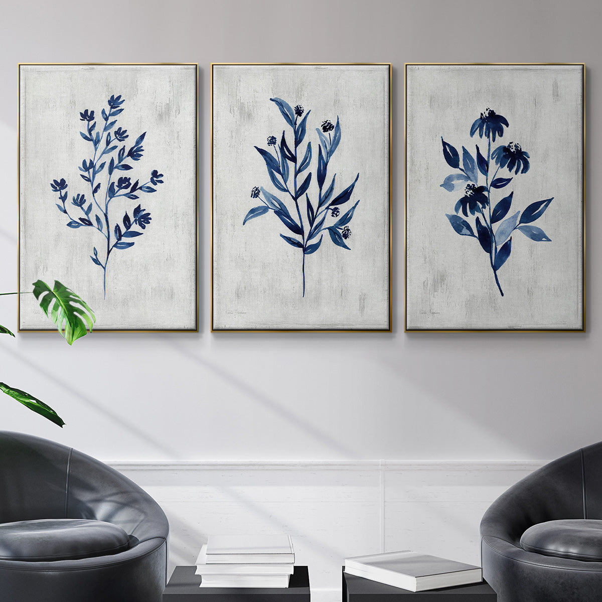 Wild Indigo I - Floater Framed Canvas Set